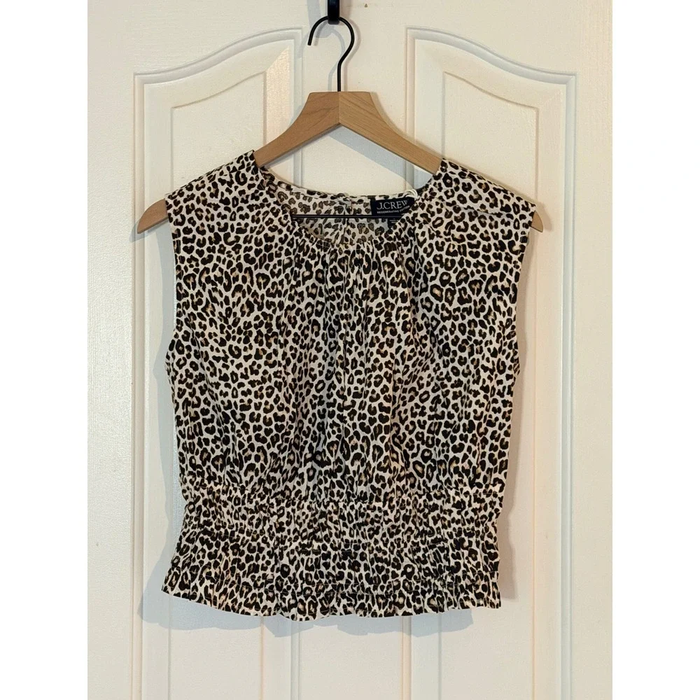 NWT J.Crew | 2025 Hyacinth Top Leopard Cotton Poplin Small Animal Print‎ CI551